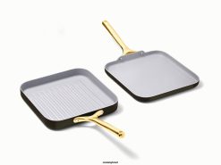 Caraway utensílios de cozinha preto dupla de panela quadrada 026H63