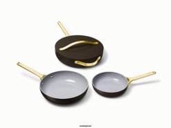 Caraway utensílios de cozinha preto trio de frigideira 026H7